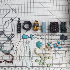 Mixed Lot of 15 Vintage & Modern Necklaces and Bracelets – Wearable or Craft Lot